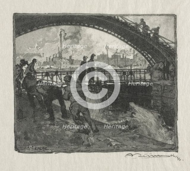 The Lock of the St. Martin Canal, 1890. Creator: Auguste Louis Lepère (French, 1849-1918).