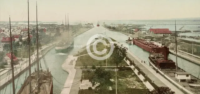 The Locks, Sault Ste. Marie, Michigan, ca 1900. Creator: Unknown.