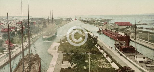 The Locks, Sault Ste. Marie, Michigan, ca 1900. Creator: Unknown.
