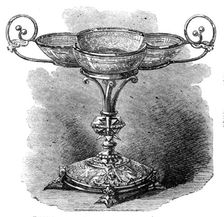 The Loan Collection, South Kensington Museum: engraved glass dessert-dish (Austrian), 1868. Creator: Unknown