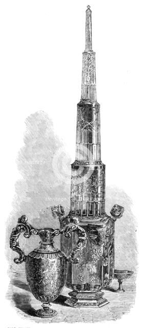 The Loan Collection, South Kensington Museum: rock crystal vase and table ornament, (German), 1868. Creator: Unknown.