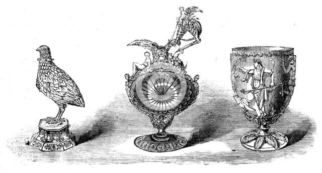 The Loan Collection, South-Kensington: Mother-of-pearl cup; Cellini Ewer; vase, 1862. Creator: Unknown.