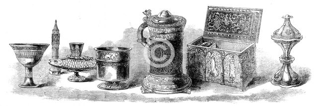 The Loan Collection, South-Kensington: Cups, tankard, casket, salt, 1862. Creator: Unknown.