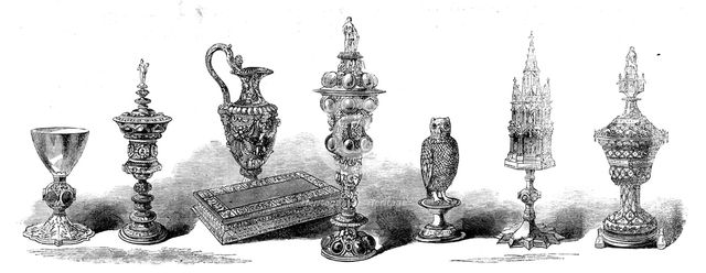 The Loan Collection, South-Kensington: Chalice, cups, ewer, pyx, 1862. Creator: Unknown.