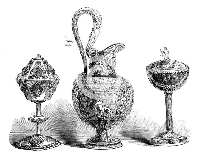 The Loan Collection, South-Kensington: Pyx, ewer, cup, 1862. Creator: Unknown.