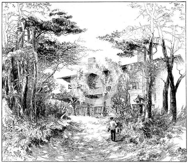 The log house 'Idaho', near Ringwood, Hampshire, 1898.Artist: Edward William Charlton