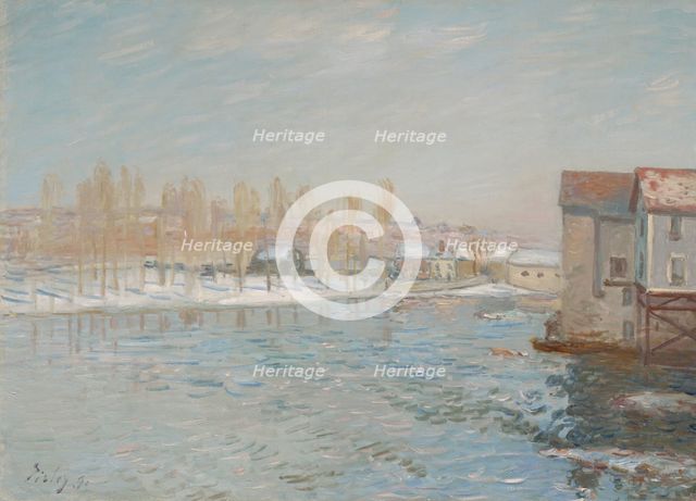 The Loing And The Mills Of Moret, Snow Effect, 1891. Creator: Alfred Sisley.