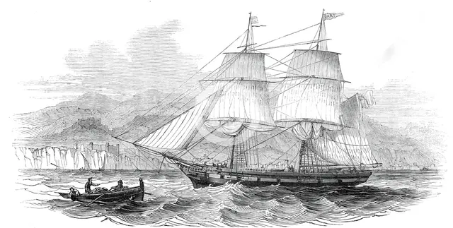 The London and Madeira packet brig "Dart", entering Funchal Roads, 1845. Creator: Unknown.