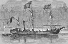 The London and Paris Steam Boat; moored at St Nicholas Wharf, oposite the Louvre 1854. Creator: Unknown