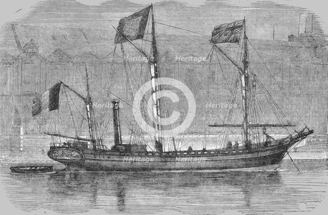 'The London and Paris Steam Boat; moored at St Nicholas Wharf, oposite the Louvre', 1854. Creator: Unknown.