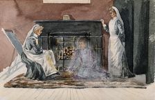 The London Fever Hospital, Liverpool Road, Islington: two nurses and a patient [?] in front..., 1891 Creator: Nurse Flower