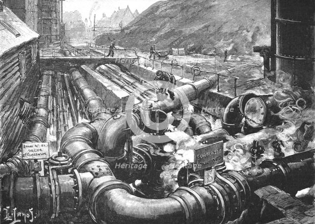 ''The London Gas Supply; Sketches showing Method of Manufacture; The Condensers', 1891. Creator: Unknown.