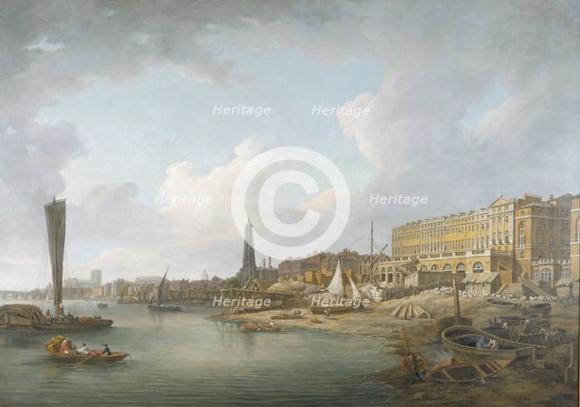 'The London Riverfront between Westminster and the Adelphi', c1771. Creator: William Marlow.