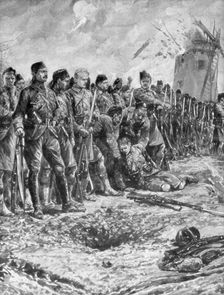 The London Scottish territorial regiment reforming their line under fire 31 October 1914, (1926)