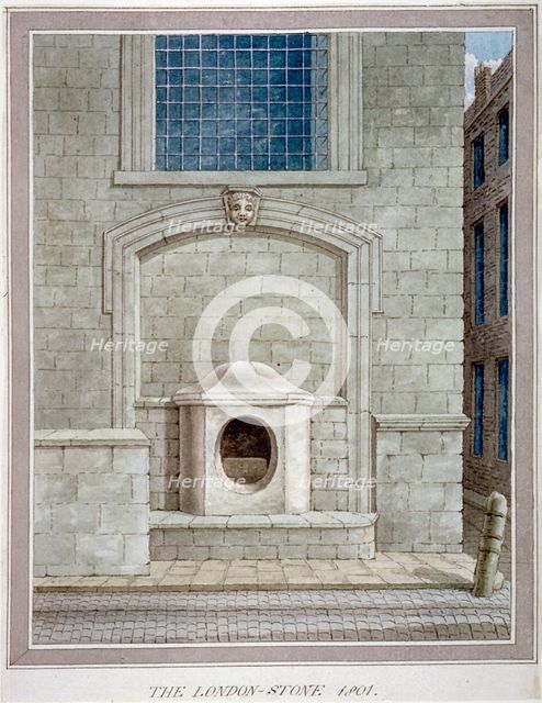 The London Stone, Cannon Street, City of London, 1801. Artist: Anon