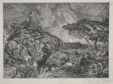 The Lonely Tower, 1879. Creator: Samuel Palmer (British, 1805-1881)