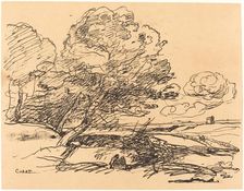 The Lonely Tower (La Tour isolee), 1871. Creator: Jean-Baptiste-Camille Corot