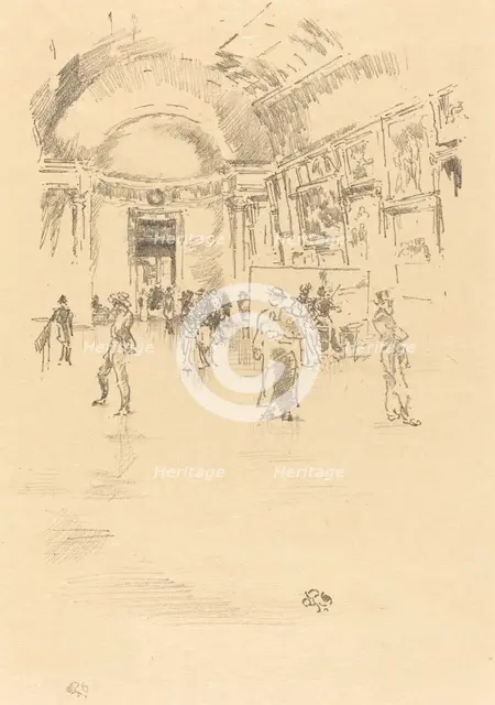 The Long Gallery, Louvre, 1894. Creator: James Abbott McNeill Whistler.