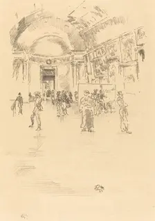 The Long Gallery, Louvre, 1894. Creator: James Abbott McNeill Whistler