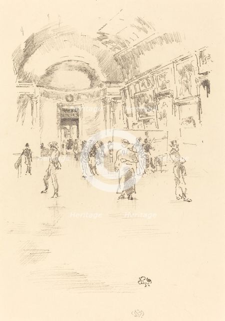The Long Gallery, Louvre, 1894. Creator: James Abbott McNeill Whistler.