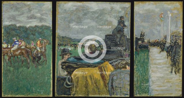 The Longchamp Racecourse (Les courses à Longchamp). Triptych, 1897. Artist: Bonnard, Pierre (1867-1947)