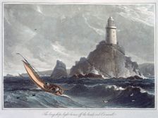 The Longships Lighthouse off the Lands End, Cornwall 1814. Creator: William Daniell