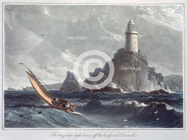 'The Longships Lighthouse off the Lands End, Cornwall', 1814. Creator: William Daniell.