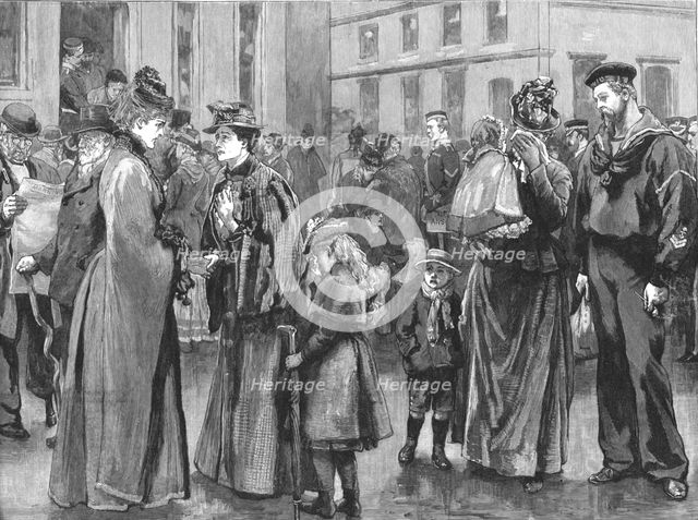 ''The Loss of H.M.S."Serpent" -- "Sweethearts and Wives" Inquiring for News of the Vessel at the Por Creator: Unknown.