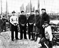 The Loss of the North German Lloyd steam-ship "Elbe": the skipper and crew of the "Wildflower", 1895 Creator: Walter Boughton