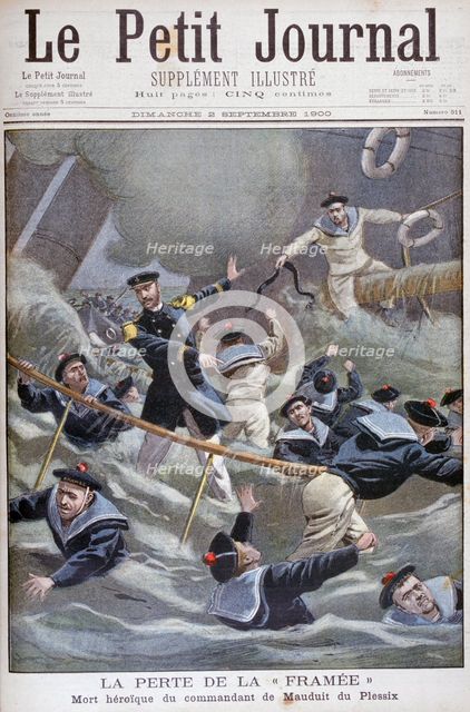 The loss of the French destroyer 'Framee', 1900. Artist: Unknown
