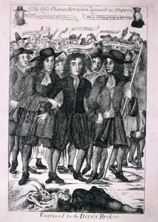The Lord Chancellor (Judge Jeffreys) taken disguis'd in Wapping 1688. Artist: Anon
