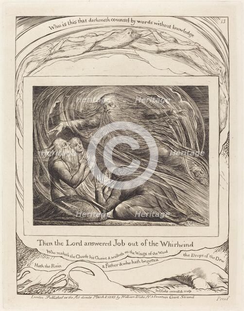 The Lord Answering Job out of the Whirlwind, 1825. Creator: William Blake.