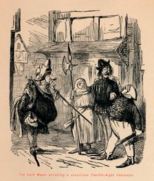 The Lord Mayor arresting a suspicious Twelfth-Night Character c1860, (c1860). Artist: John Leech