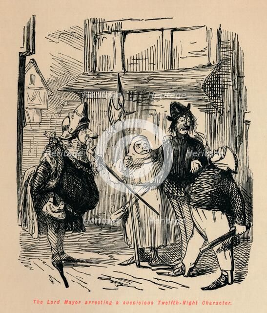 'The Lord Mayor arresting a suspicious Twelfth-Night Character', c1860, (c1860). Artist: John Leech.