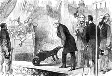 The Lord Mayor of London commencing works for extension of Inner Circle Railway, 1881. Creator: Unknown