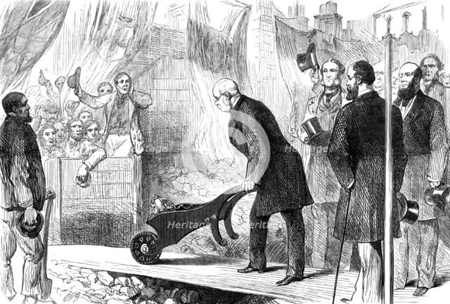 The Lord Mayor of London commencing works for extension of Inner Circle Railway, 1881. Creator: Unknown.