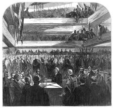 The Lord Mayor of London laying the Foundation-Stone of the new bridge at Blackfriars, 1865. Creator: Unknown