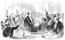 The Lord Mayor reading the News of the Victory on the Alma at the Sheriff's Inauguration..., 1854. Creator: Unknown