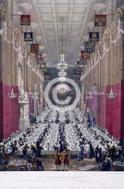 The Lord Mayor's Dinner at Guildhall, London, 1829. Artist: Anon