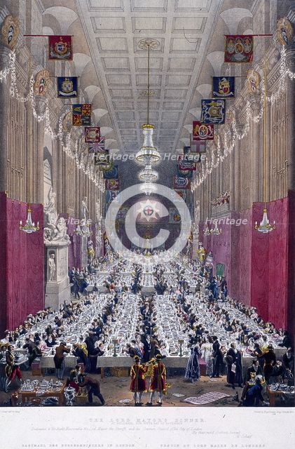 The Lord Mayor's Dinner at Guildhall, London, 1829. Artist: Anon