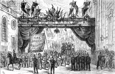 The Lord Mayor's Procession: the Fire Brigade passing the Arch in Lothbury, 1881. Creator: Unknown