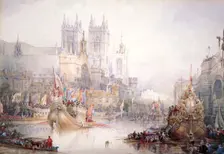 The Lord Mayor's Show at Westminster 1830. Artist: David Roberts