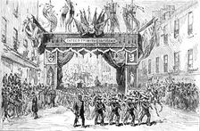 The Lord Mayor's Procession: Arch in London Wall - boys of the Warspite training-ship, 1881. Creator: Unknown