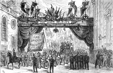 The Lord Mayor's Procession: the Fire Brigade passing the Arch in Lothbury, 1881. Creator: Unknown