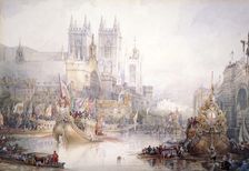 The Lord Mayor's Show at Westminster 1830. Artist: David Roberts