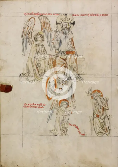 The Lord Sending out Gabriel: The Annunciation; Vita beatae Hedwigis, 1353. Creator: Unknown.