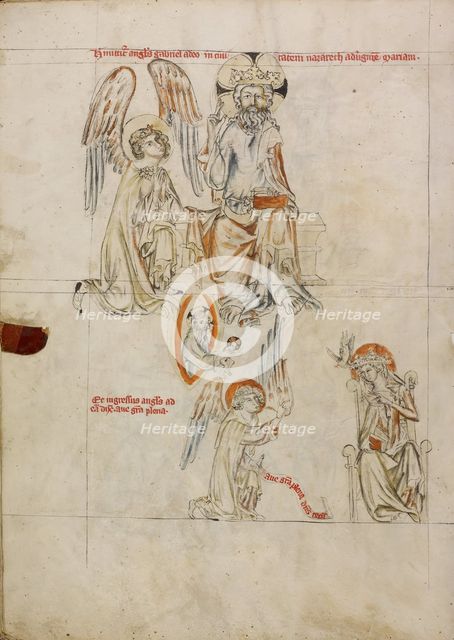 The Lord Sending out Gabriel: The Annunciation; Vita beatae Hedwigis, 1353. Creator: Unknown.