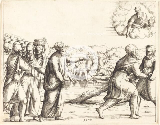 The Lord Sweetens the Waters of Marah. Creator: Augustin Hirschvogel.