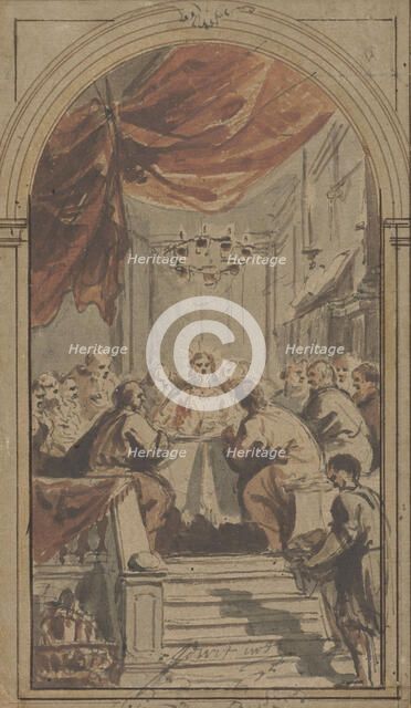 The Lord's Supper, presented in the upper room, c.1705-c.1754. Creator: Jacob de Wit.