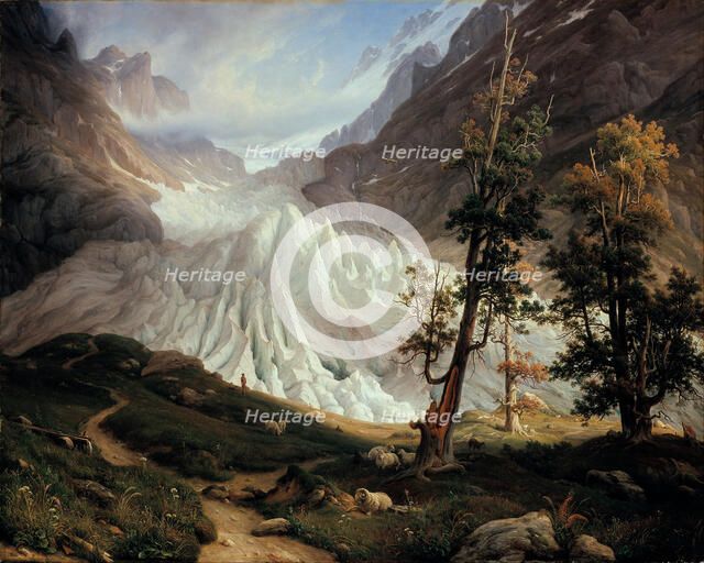 The Lower Grindelwald Glacier. Artist: Fearnley, Thomas (1802-1842)
